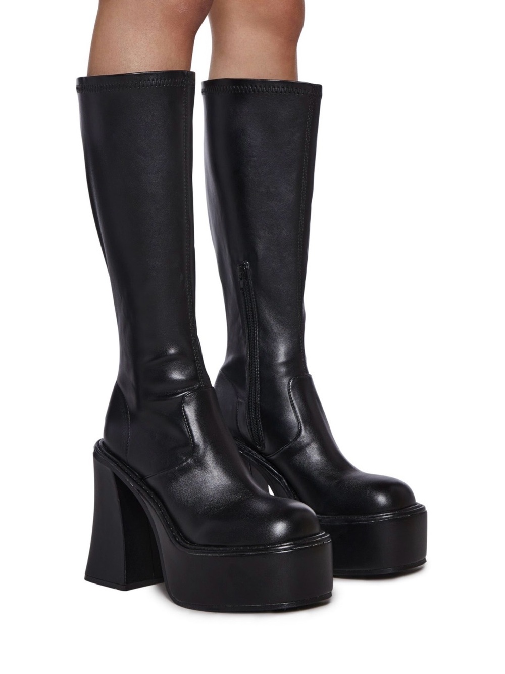 Dolls Kill Sugar Thrillz Short & Sweet Chunky Platform Boots in Black Size 7